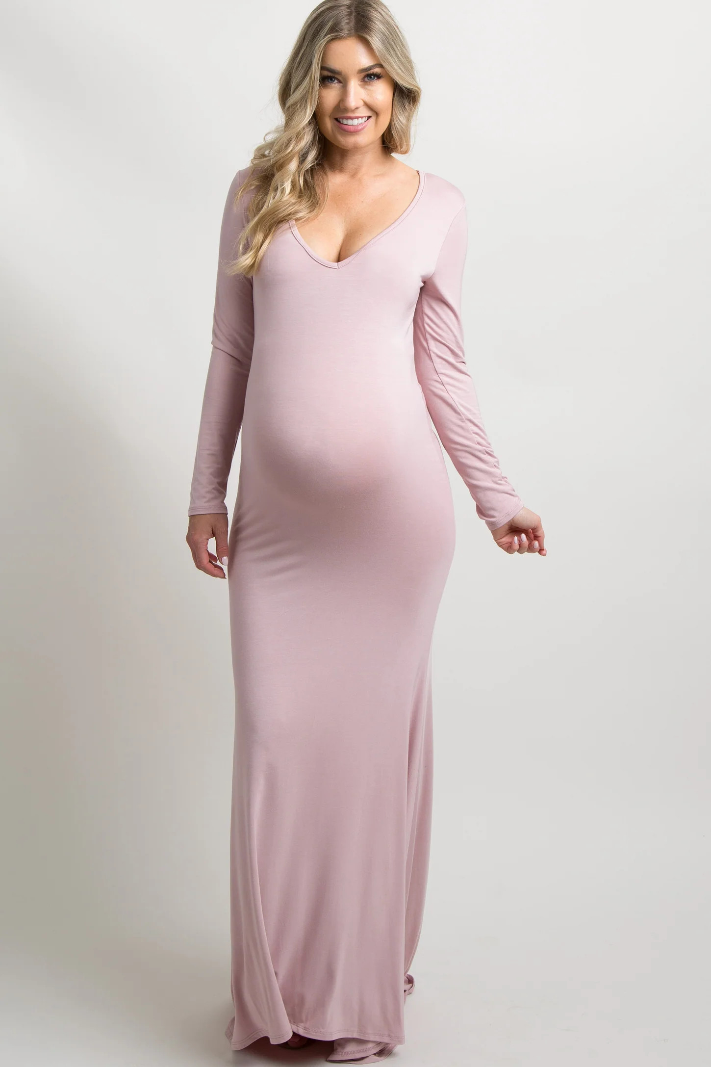 PinkBlush Pink Long Sleeve Photoshoot Maternity Gown/Dress | PinkBlush Maternity