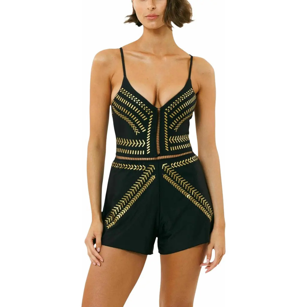 Biliblond Onepiece Overall Onepiece Overall in Black Gold at Nordstrom, Size X-Large | Nordstrom