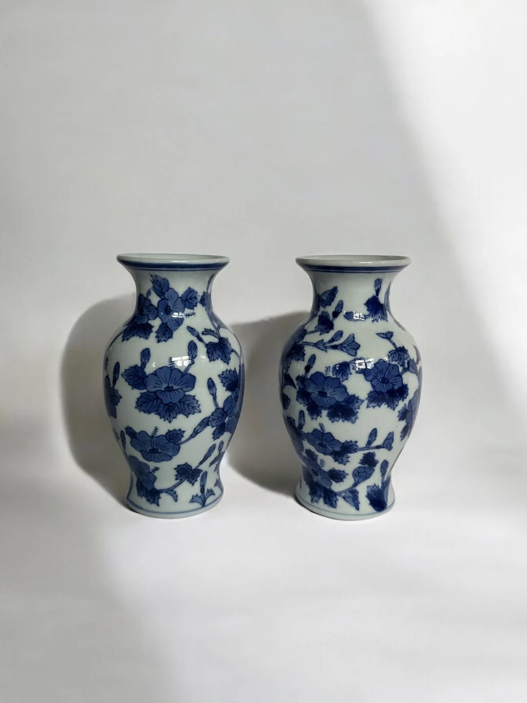 Set of 2 French Ceramic Vases Blue and White Floral Vase Pair of Decorative Vases - Etsy | Etsy (US)