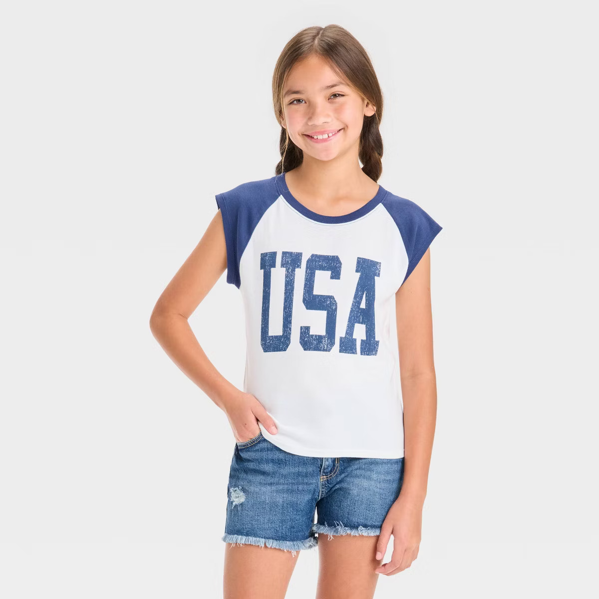 Girls' Raglan Cap Sleeve Graphic T-Shirt - art class™ | Target