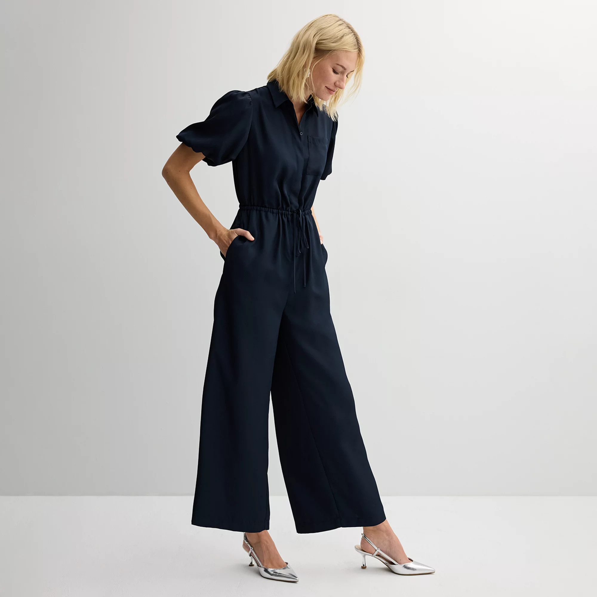 Women's Nine West Puff Sleeve Jumpsuit | Kohl's