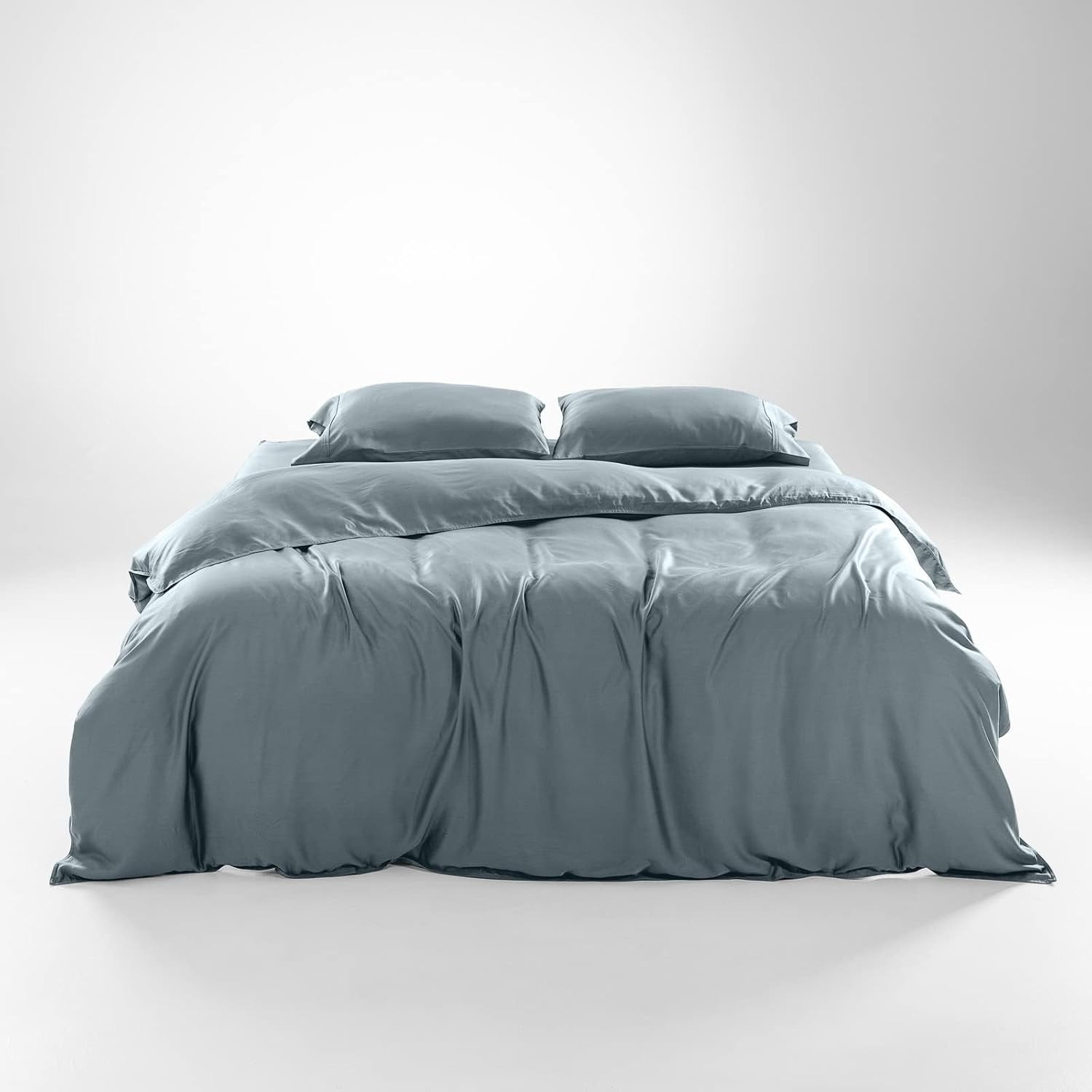 Olive + Crate Queen Size Tencel Duvet Cover Set - 3 Piece, Basalt Blue | Amazon (US)
