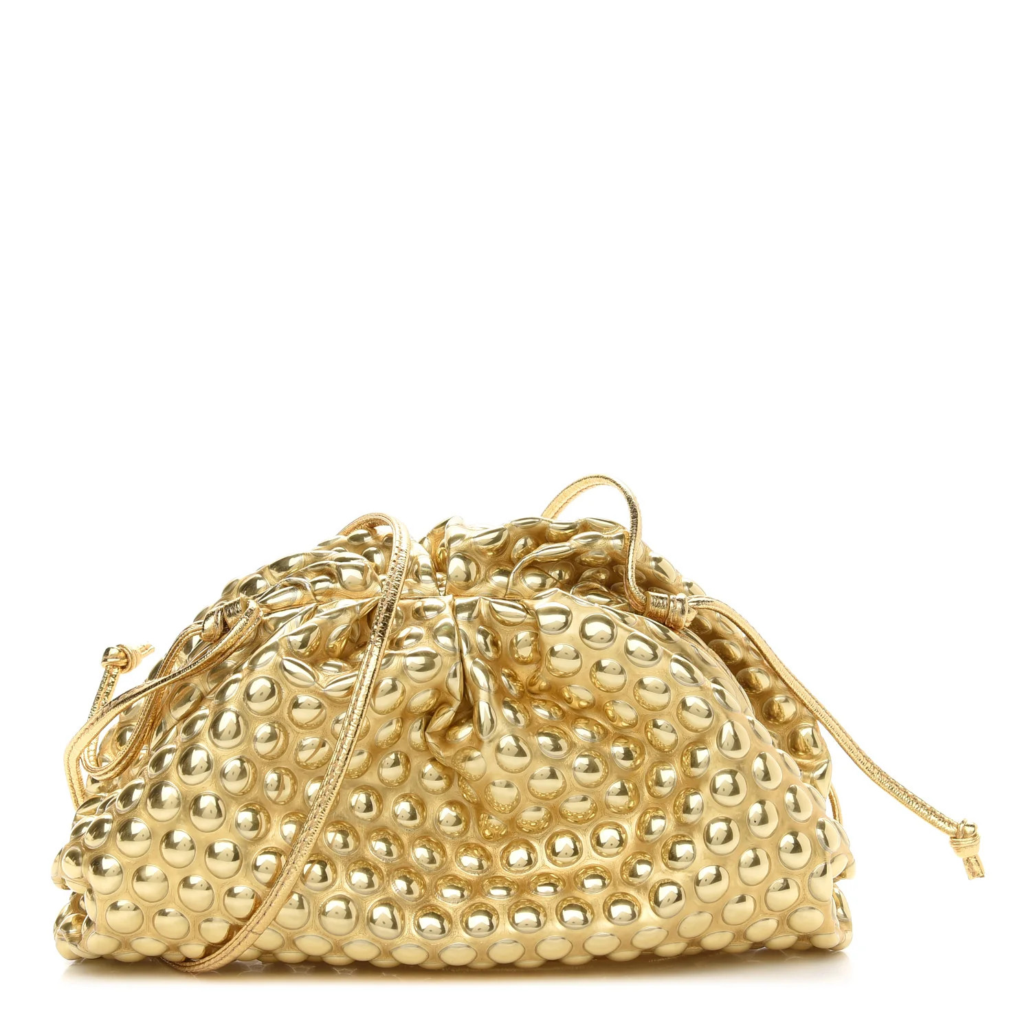 Metallic Fabric Bubble Wrap The Mini Pouch Gold | FASHIONPHILE (US)