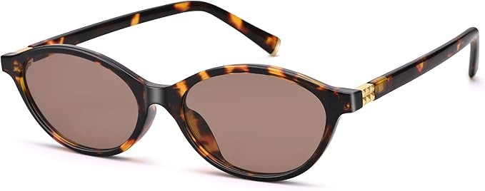 NULOOQ Retro Oval Sunglasses for Women Chic Cat Eye 90s Sunnies Lightweight Narrow Sun Glasses | Amazon (US)