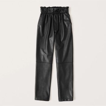 Vegan Leather Pull-On Taper Pants | Abercrombie & Fitch (US)