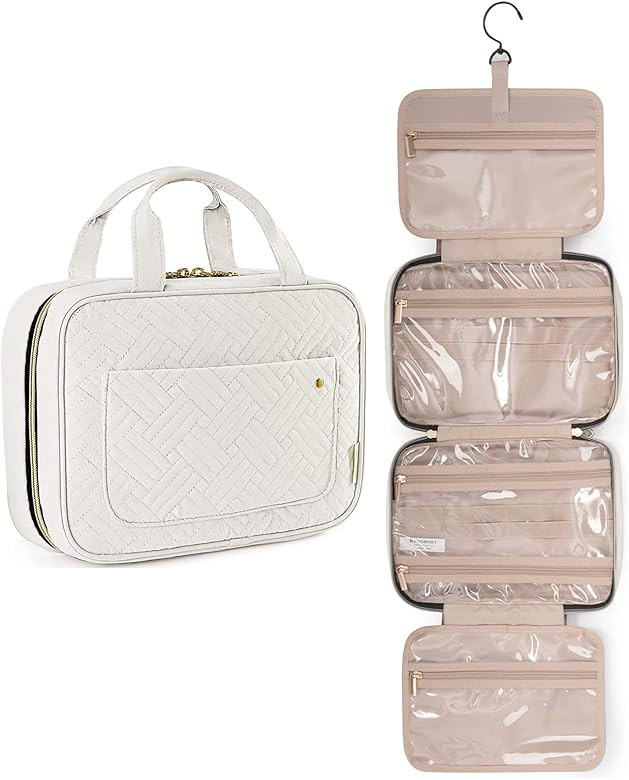 BAGSMART Toiletry Bag Travel Bag with Hanging Hook, Water-resistant Makeup Cosmetic Bag Travel Or... | Amazon (US)