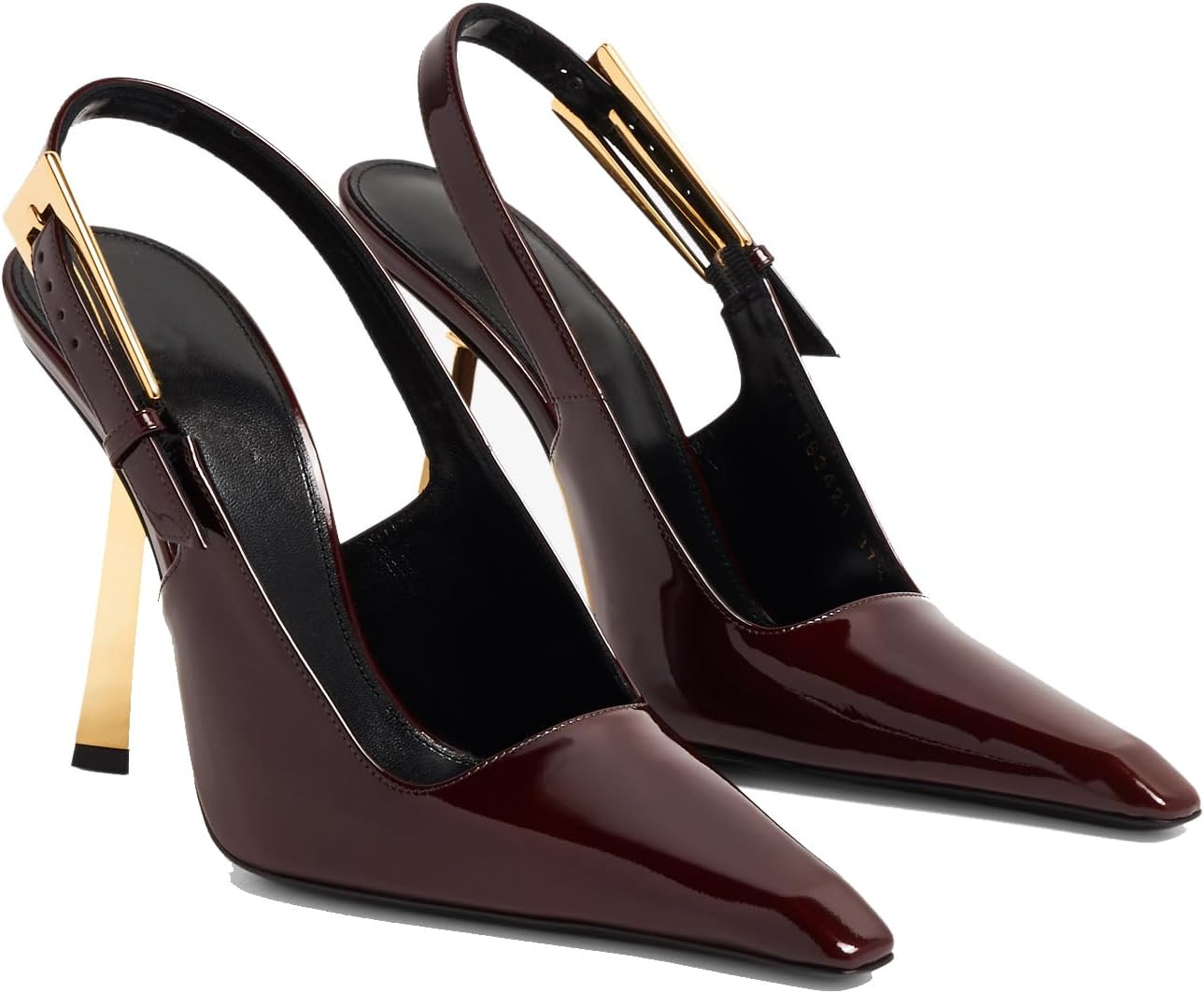 Women's Slingback Stiletto High Heels Square Toe Metal Buckle Pumps Backless Patent Leather Fashion Dress Shoes for Women | Amazon (US)