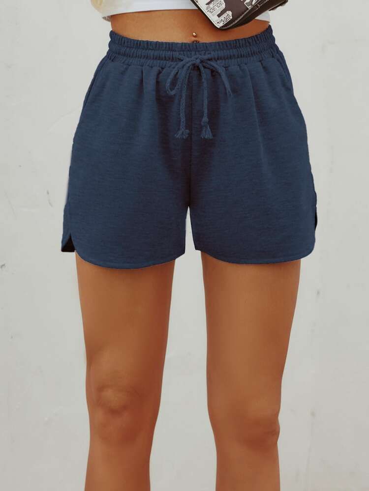 Solid Drawstring Waist Shorts | SHEIN