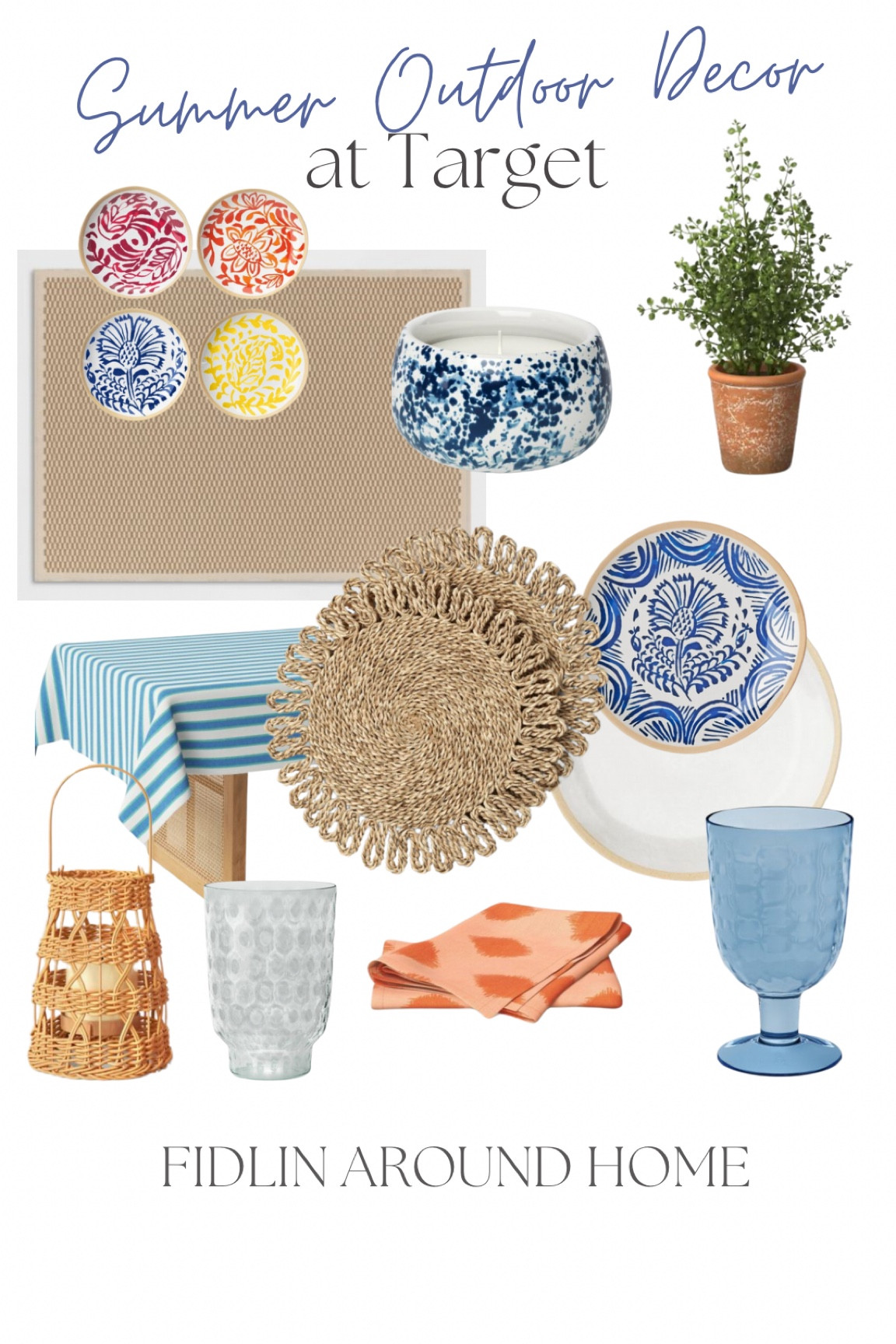 Target outdoor summer home decor! Outdoor melamine plates cups tablecloth chargers candles rug plants etc 

#LTKhome #LTKSeasonal