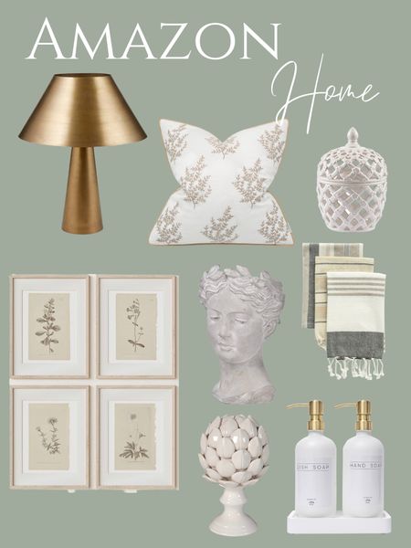 How pretty are all of these amazon home finds?!  I especially love that brass lamp!  





Throw pillow, dish, towel, Turkish towel, soap, dispenser, lotion, dispenser, bust statue, bust planter, art, print, living room, bedroom, ginger, jar, glam, modern farmhouse, designer, traditional,

#LTKunder50 #LTKFind #LTKhome