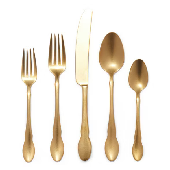Gourmet Settings 20pc Birch Silverware Set Gold | Target