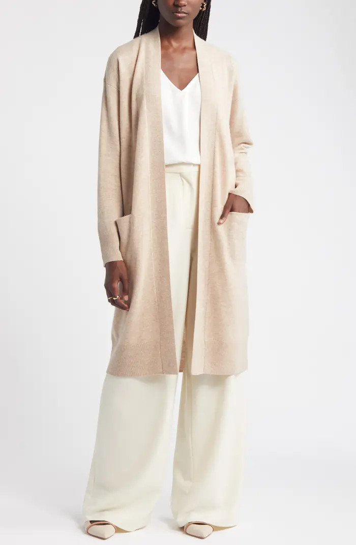 Nordstrom Long Open Front Wool & Cashmere Cardigan | Nordstrom | Nordstrom