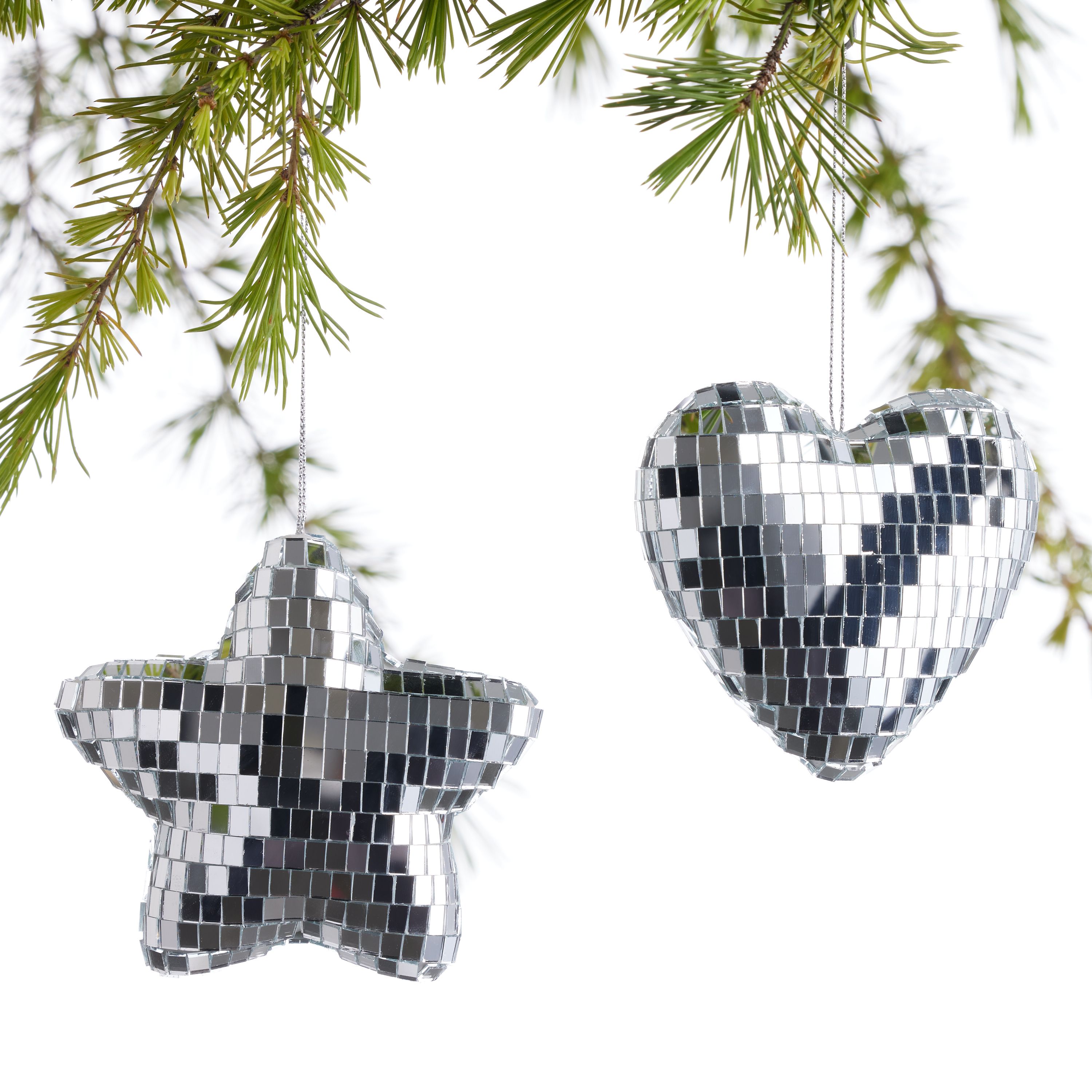 Disco Star And Heart Ornaments Set Of 2 | World Market