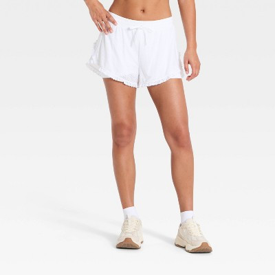Women's Mesh Crochet Trim Shorts - JoyLab™ White M | Target