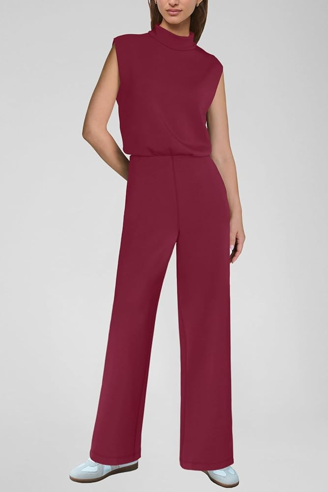SENSERISE Womens Jumpsuits Dressy Casual One Piece Outfits Sleeveless Mock Neck Wide Leg Pants wi... | Amazon (US)