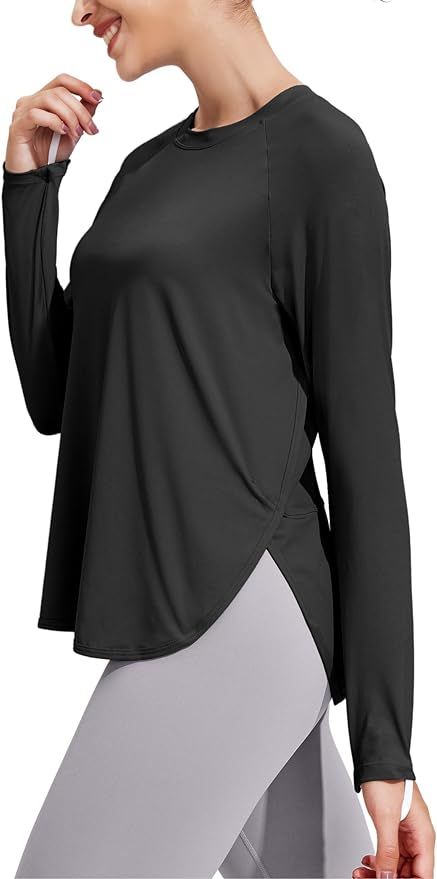 PINSPARK Long Sleeve Workout Tops for Women Moisture Wicking Yoga Shirts Hiking Athletic Loose Fi... | Amazon (US)