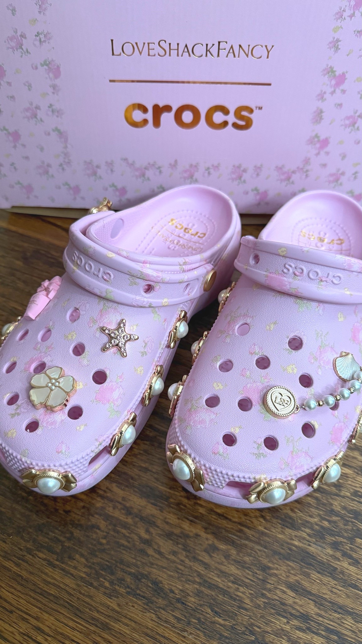 Crocs x love shack fancy and come blinged out 💗