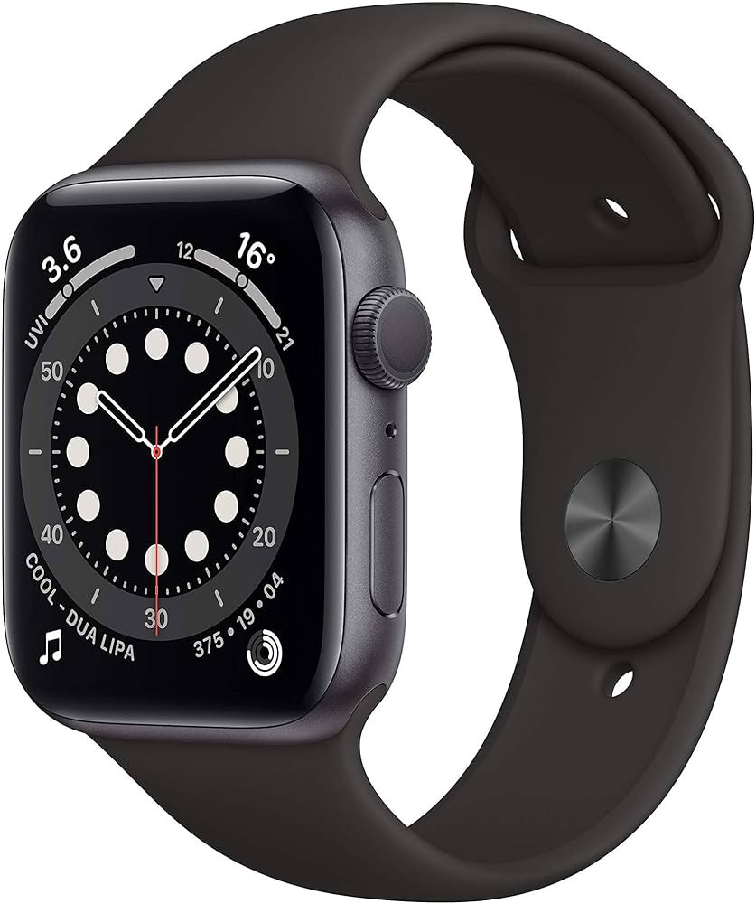 Apple Watch Series 6 44mm (GPS) - Space Grey Aluminium Case with Black Sport Band (Renewed) | Amazon (UK)