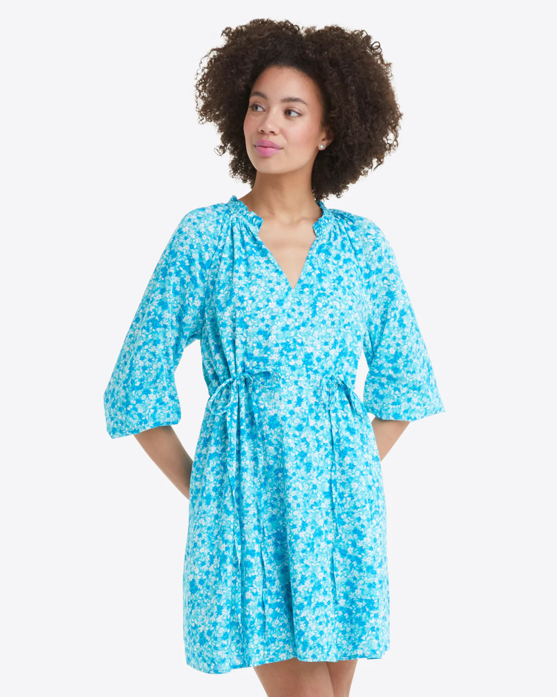 Kellie Babydoll Dress in Blue Aster Floral | Draper James (US)