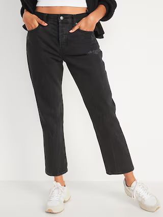 High-Waisted Slouchy Straight Cropped Distressed Jeans for Women | Old Navy (US)