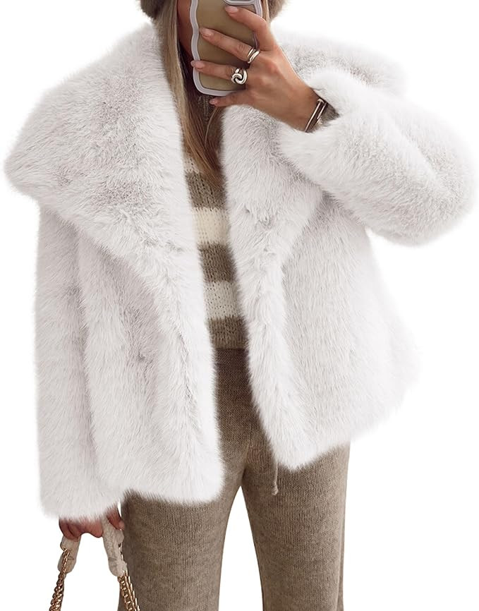 PRETTYGARDEN Womens Winter Coats 2025 Trendy Long Sleeve Furry Faux Fur Jackets Button Lapel Warm... | Amazon (US)