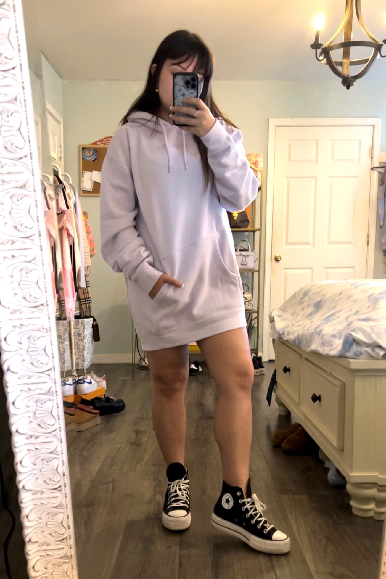 Limited edition lavender glossier hoodie restocked on glossier website
Wearing size L
Oversized hoodie 
Platform converse

#LTKunder100 

#LTKU #LTKstyletip