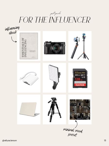 Influencer gift guide, camera, tripod, photo light, sd card, camera essentials, laptop cover, Amazon finds 

#LTKfindsunder100 #LTKHoliday #LTKGiftGuide