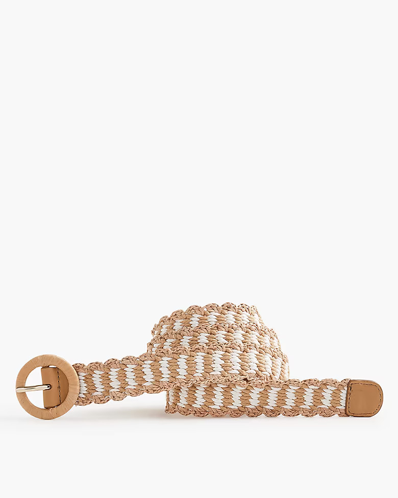 Two-tone scalloped raffia belt | J.Crew Factory