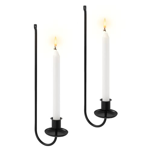 Bulado Wall Candle Sconces Set of Two, Metal Wall Candle Holder, Black Wall Mounted Candle Holder, Modern Sconces Wall Decor Set of 2 for Living Room Farmhouse Fireplace Wedding | Amazon (US)