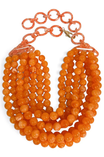 TWT\u00ae Laura Orange Smooth Bead 7 Strand Necklace | The Willow Tree