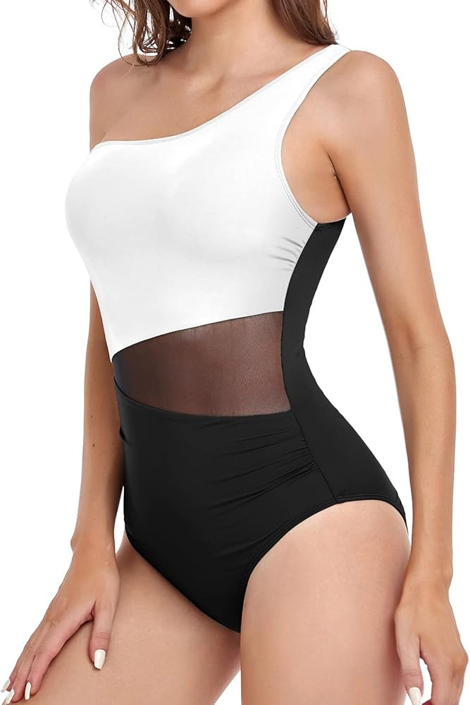 Yonique Women's One Piece Bathing Suit One Shoulder Swimsuit Cutout Swimwear Monokini | Amazon (US)