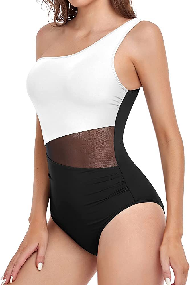 Yonique Women's One Piece Bathing Suit One Shoulder Swimsuit Cutout Swimwear Monokini | Amazon (US)