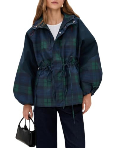 HALO RAIN Plaid Rain Jacket for Women Waterproof Raincoat with Pocket | Amazon (US)