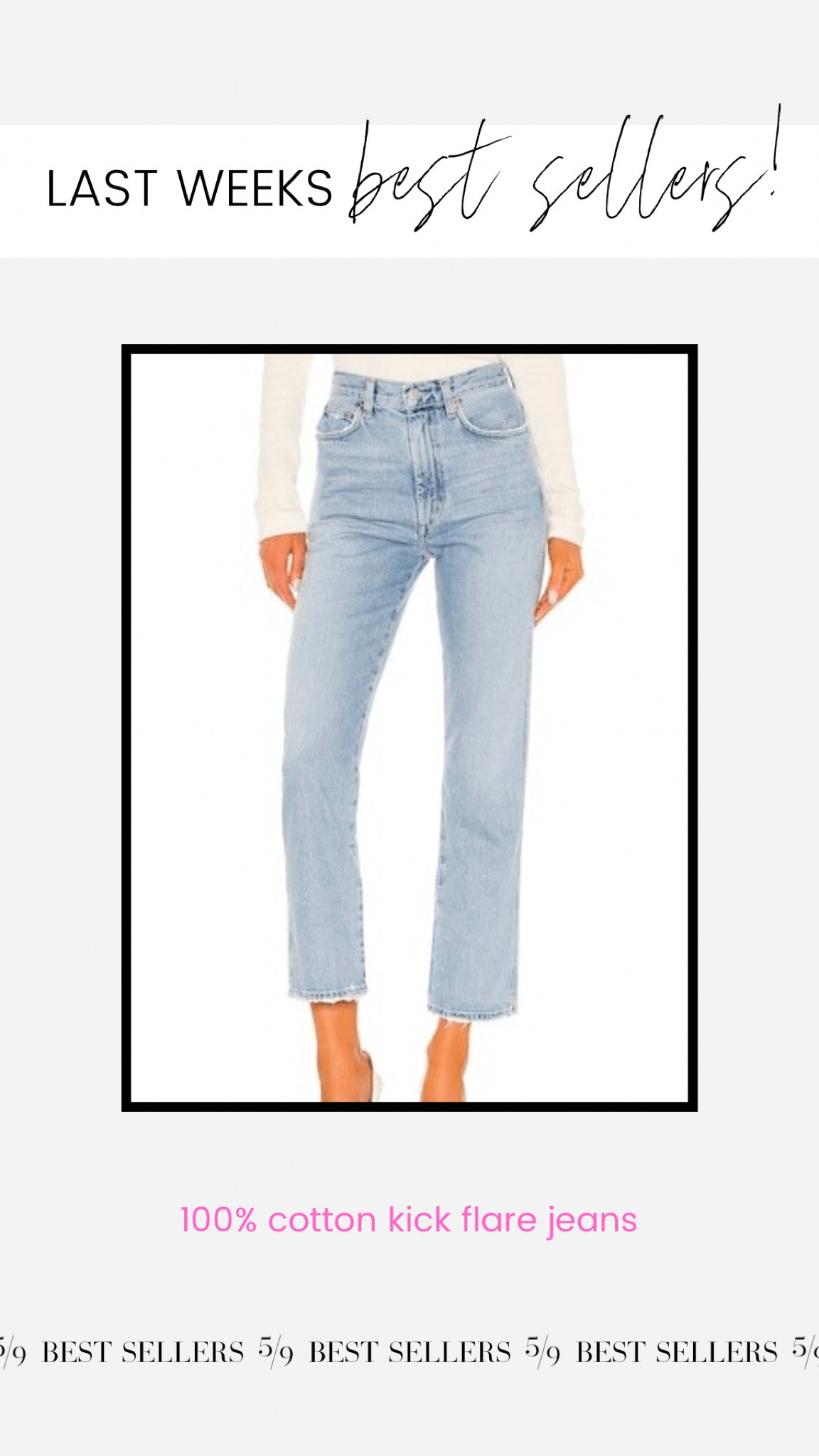 Light wash kick flare denim // 100% cotton // tts