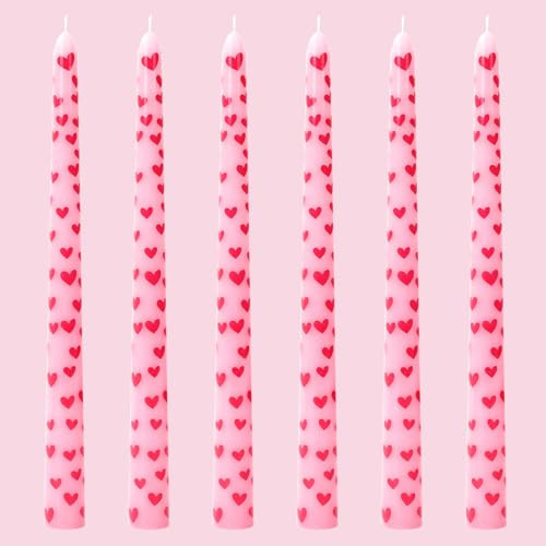 JarThenaAMCS 6Pcs Valentine Taper Candles 10 Inch Pink Red Heart Decorative Candles Long Unscented Candle Sticks for Birthday Wedding Anniversary Party Home Table Decor | Amazon (US)