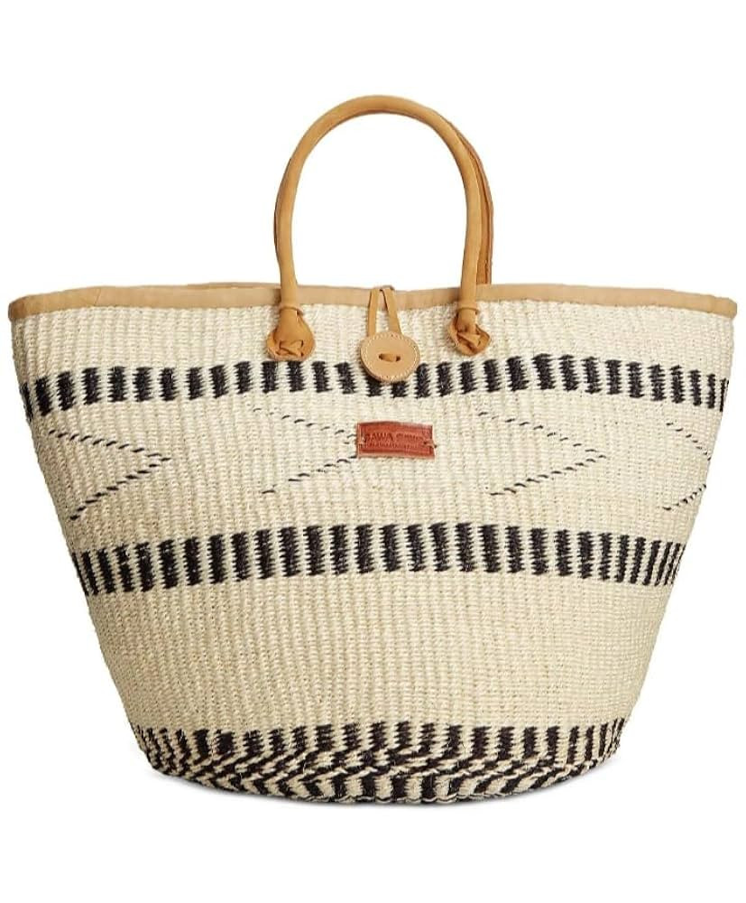 Balance Point Handwoven Economical Sisal Straw Tote Bag, Market Grocery Shopping Bags with Leathe... | Amazon (US)