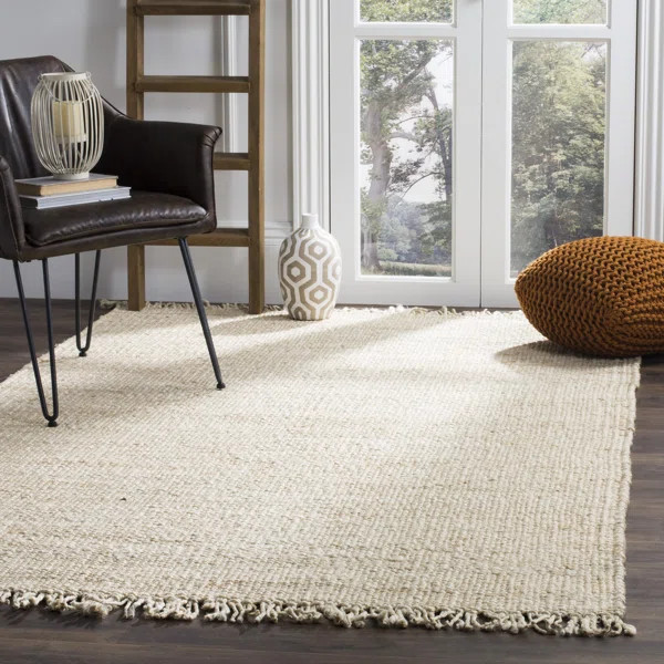Fitzwater Natural Fiber Hand Woven Jute Solid Color Rug | Wayfair North America