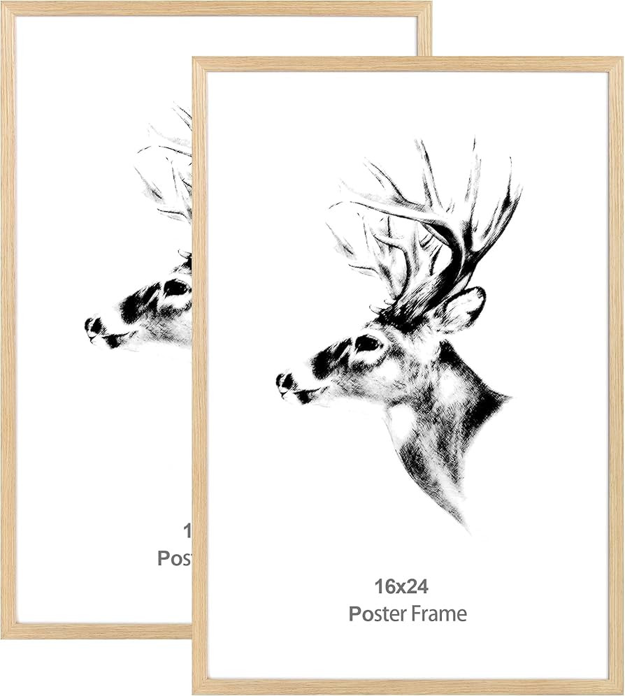 Yaetm 16x24 Frame Set of 2, Solid Oak Wood Poster Frame 16 x 24 inches, Wall Gallery 16x24 Pictur... | Amazon (US)