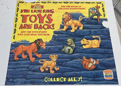 Vintage 1994 Disney Lion King Toys Burger King Kids Club TRANSLITE SIGN Prop | eBay US