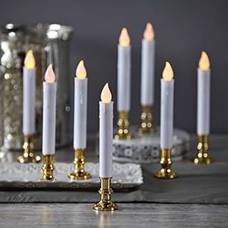 6PACK Flameless 8'' Window Candles with 6 Clips+6 Suction Cup+6 Golden Candleholders. Battery Pow... | Amazon (US)