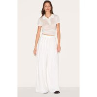 White Linen Blend Floaty Pin Tuck Wide Leg Pants | PrettyLittleThing US