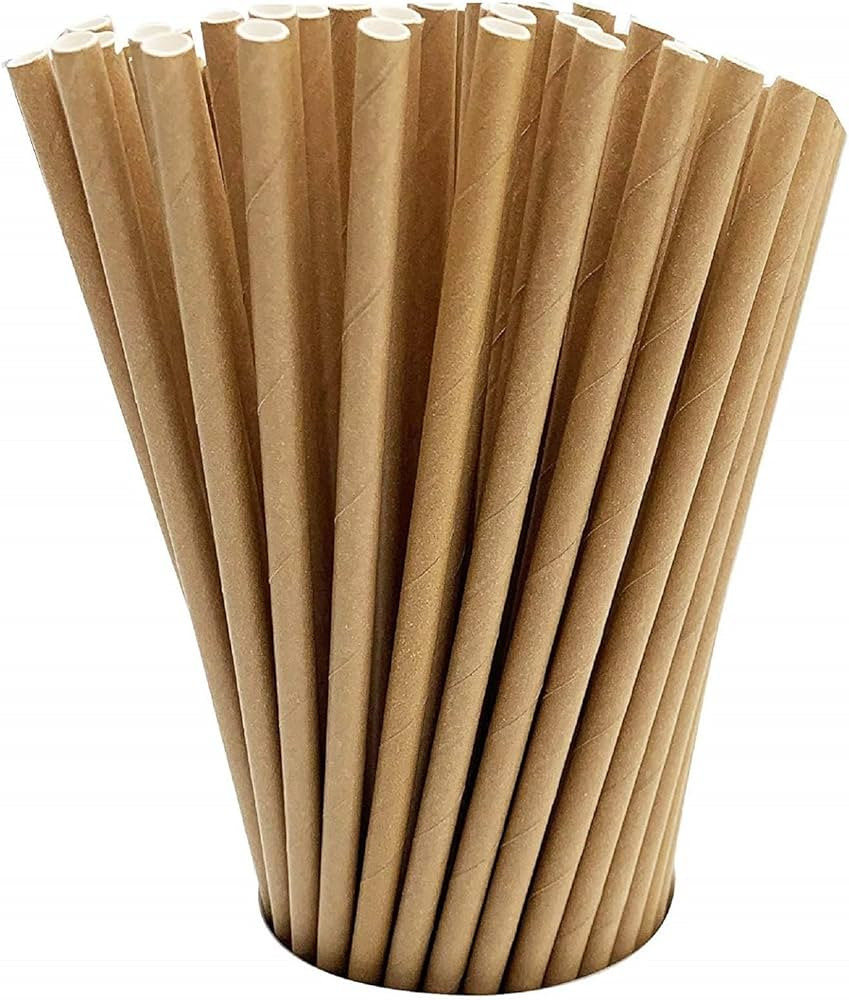 GDMINLO 100 Pack Kraft Paper Straws Biodegradable co-Friendly Drinking Bulk for Party Supplies, B... | Amazon (US)