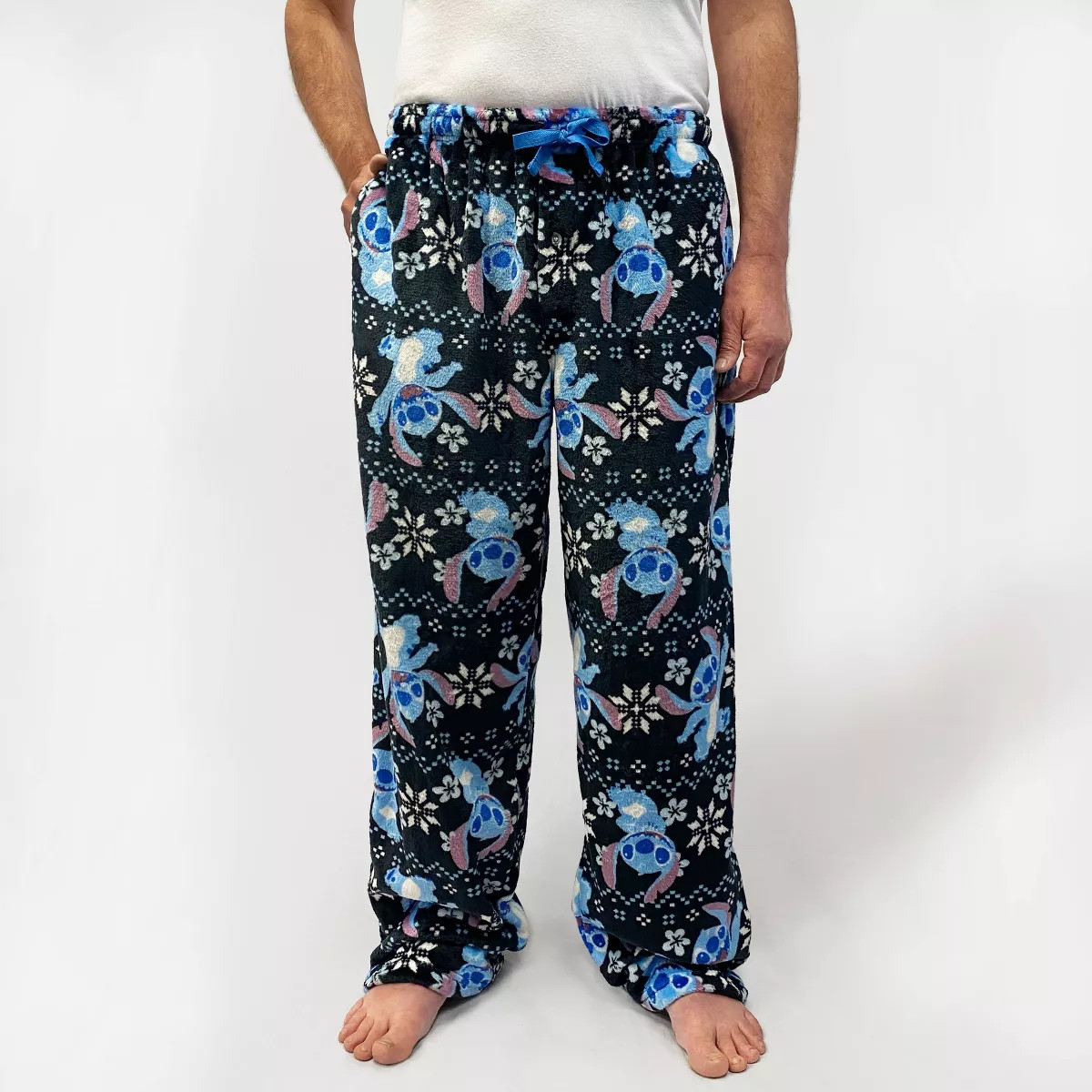 Men's Stitch Fleece Pajama Pants - Black M | Target