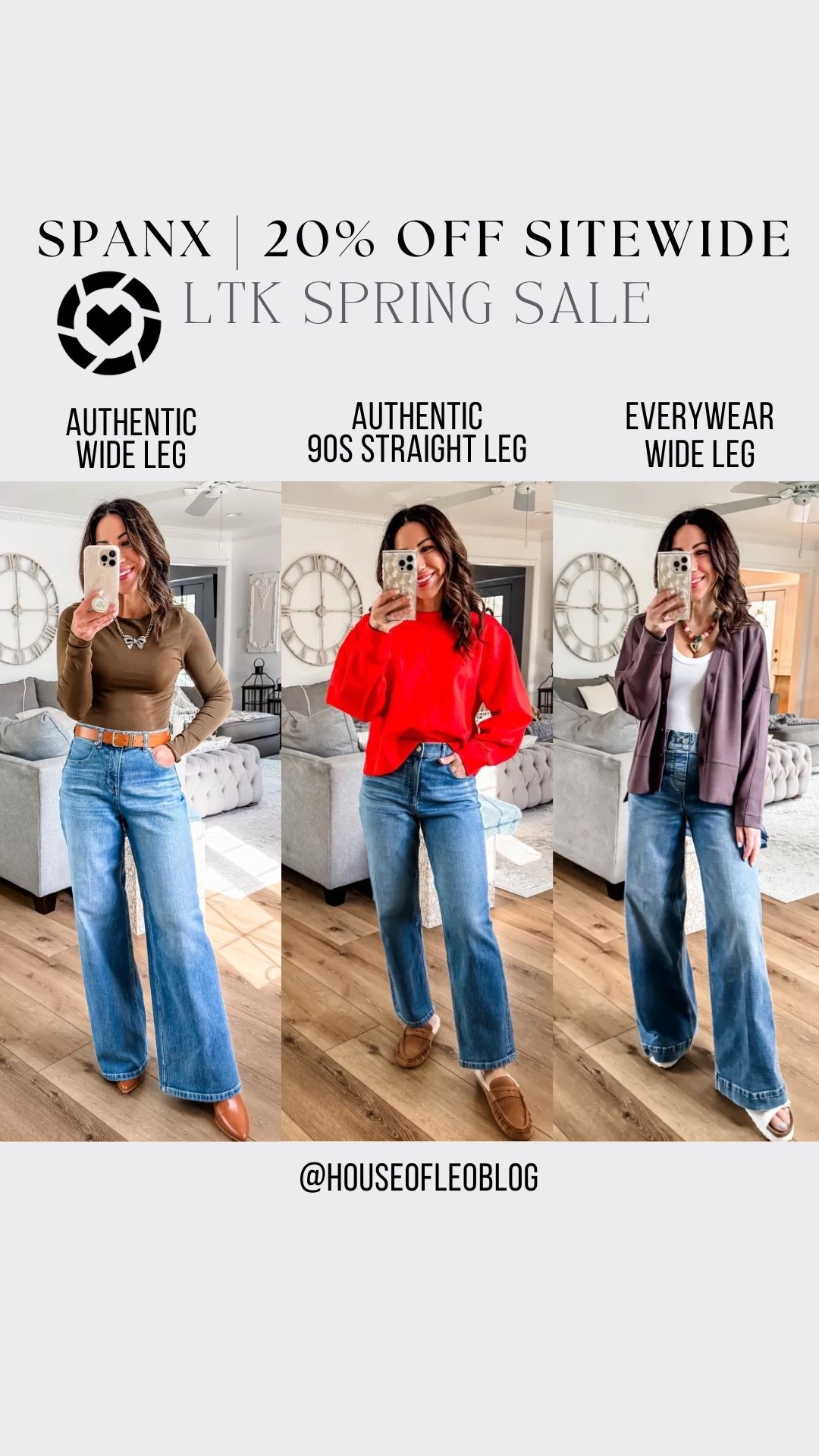 Copy the promo code for 20% off at Spanx. Wearing small petite. Wide leg jeans.

#LTKSpringSale #LTKPetite #LTKSaleAlert