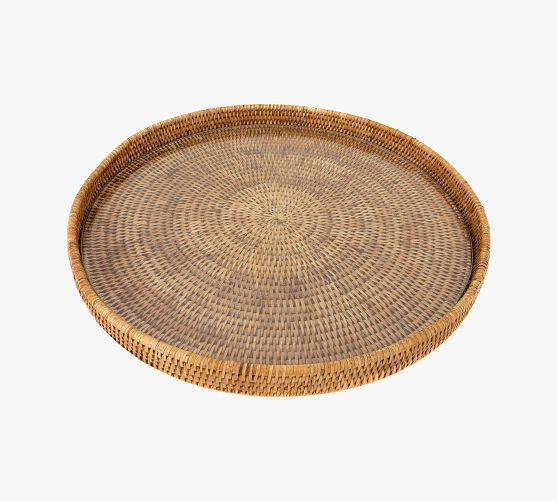 Tava Handwoven Rattan Round Serving Tray | Pottery Barn (US)