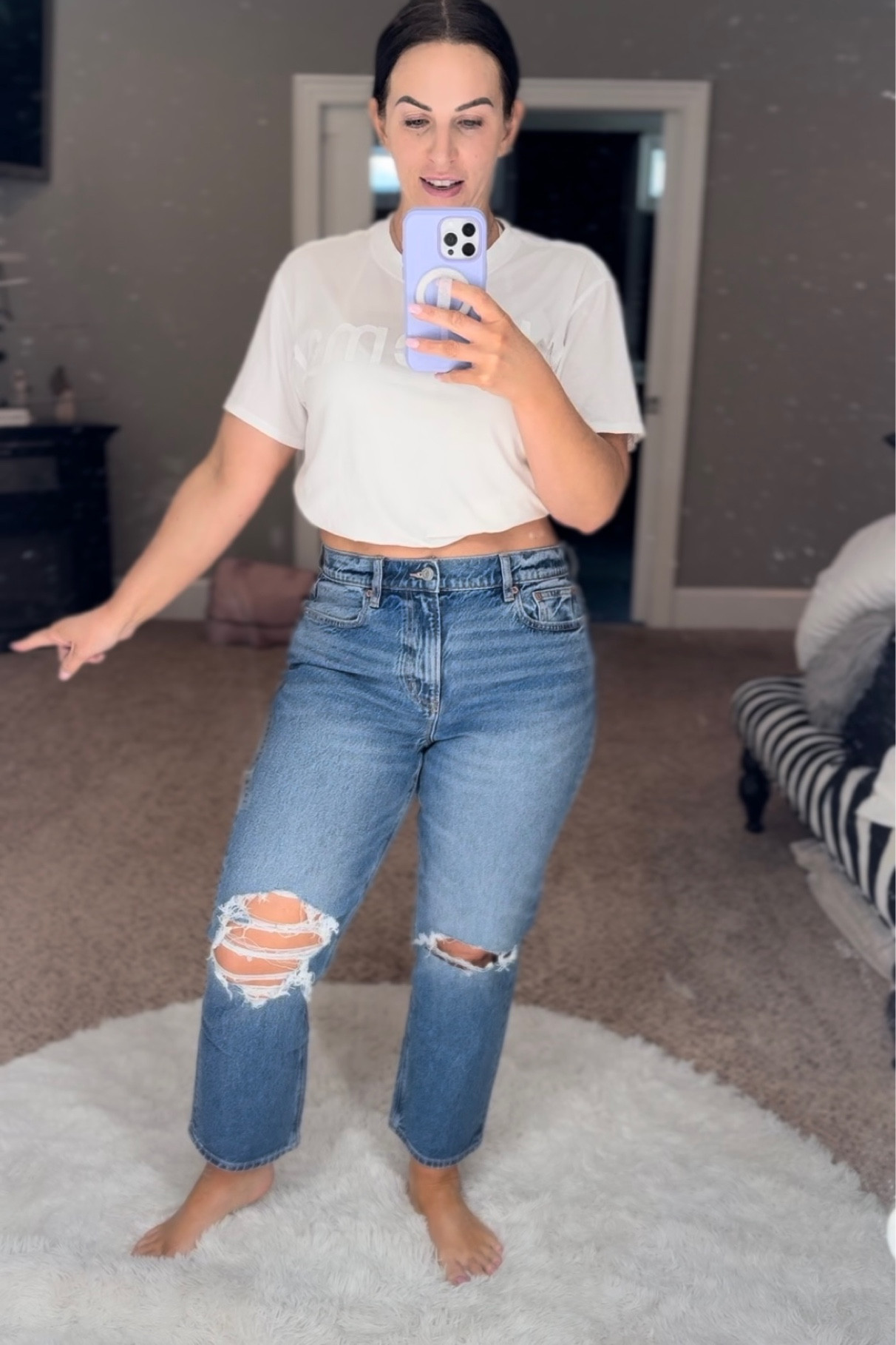 Ankle jeans are always a fav for me. These are high rise, stretchy and the perfect wash. Wearing a 8 short  

#LTKmidsize #LTKstyletip #LTKover40