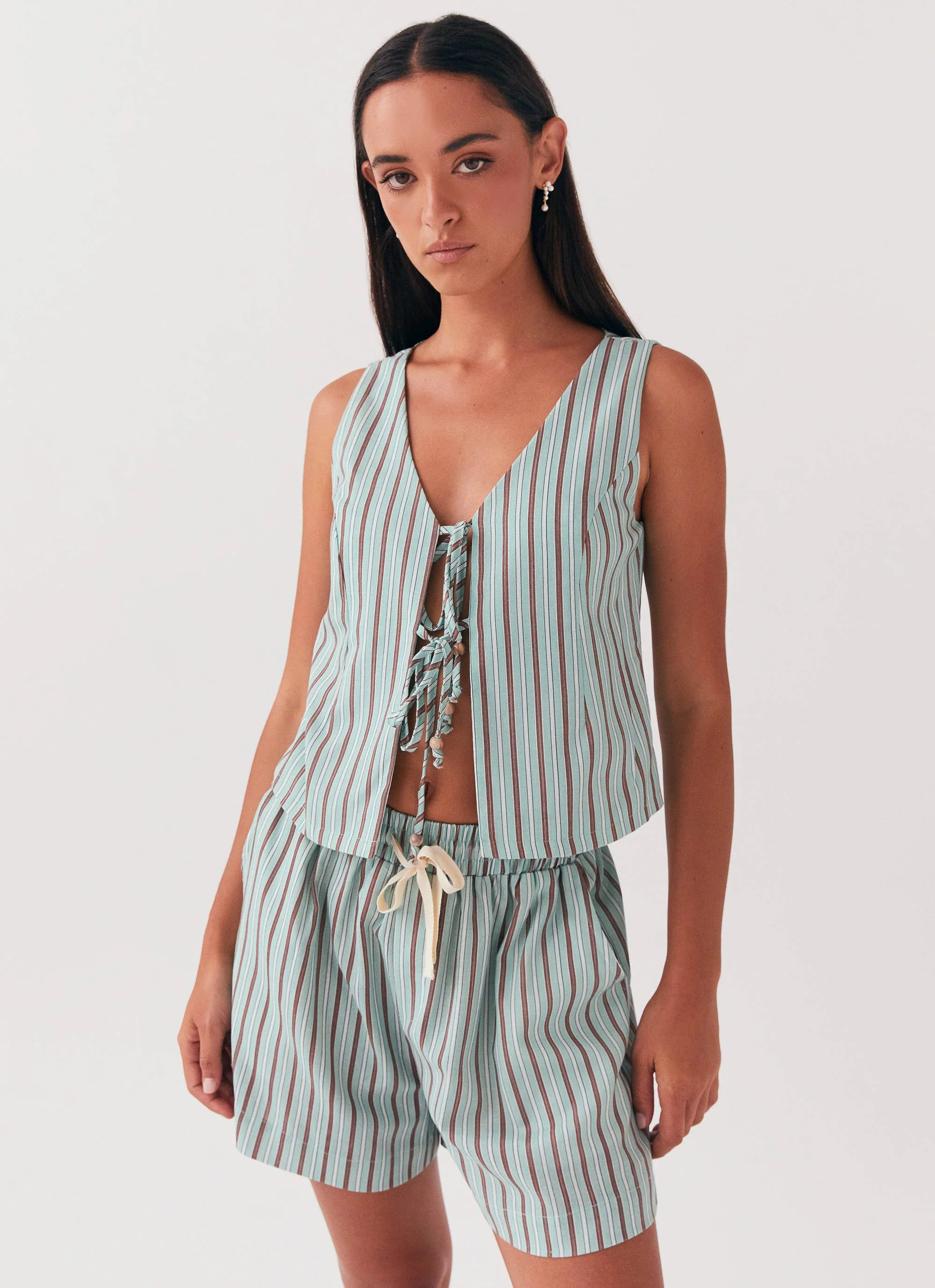 Tina Linen Vest Top - Coastal Stripe | Peppermayo (Global)