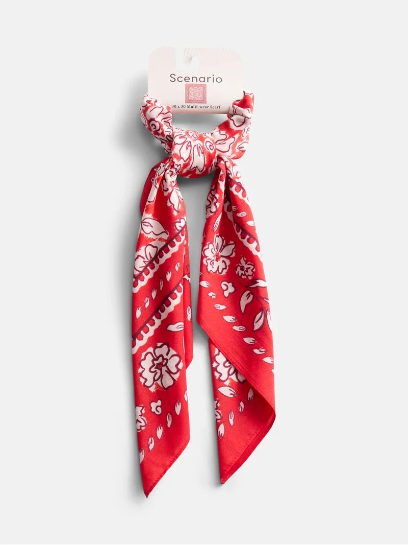 Scenario Women's Printed Square Scarf, Red | Walmart (US)