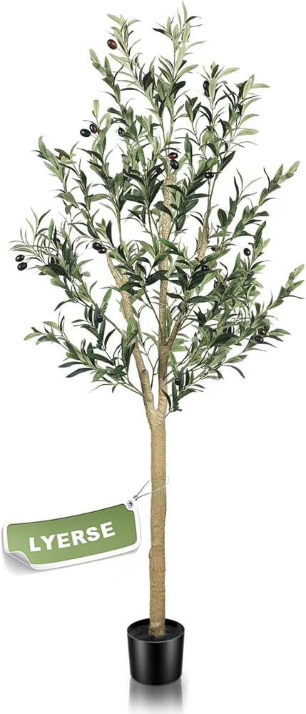 LYERSE 5ft(60") Olive Tree Artificial Indoor, Fake Potted Olive Tree with Planter Large Faux Oliv... | Amazon (US)