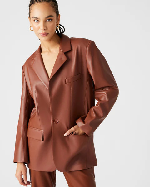 IMAAN FAUX LEATHER BLAZER COGNAC | Steve Madden (US)